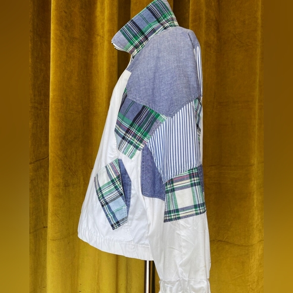 Vintage 80s Patchwork Plaid White Jacket - Picture 6 of 14